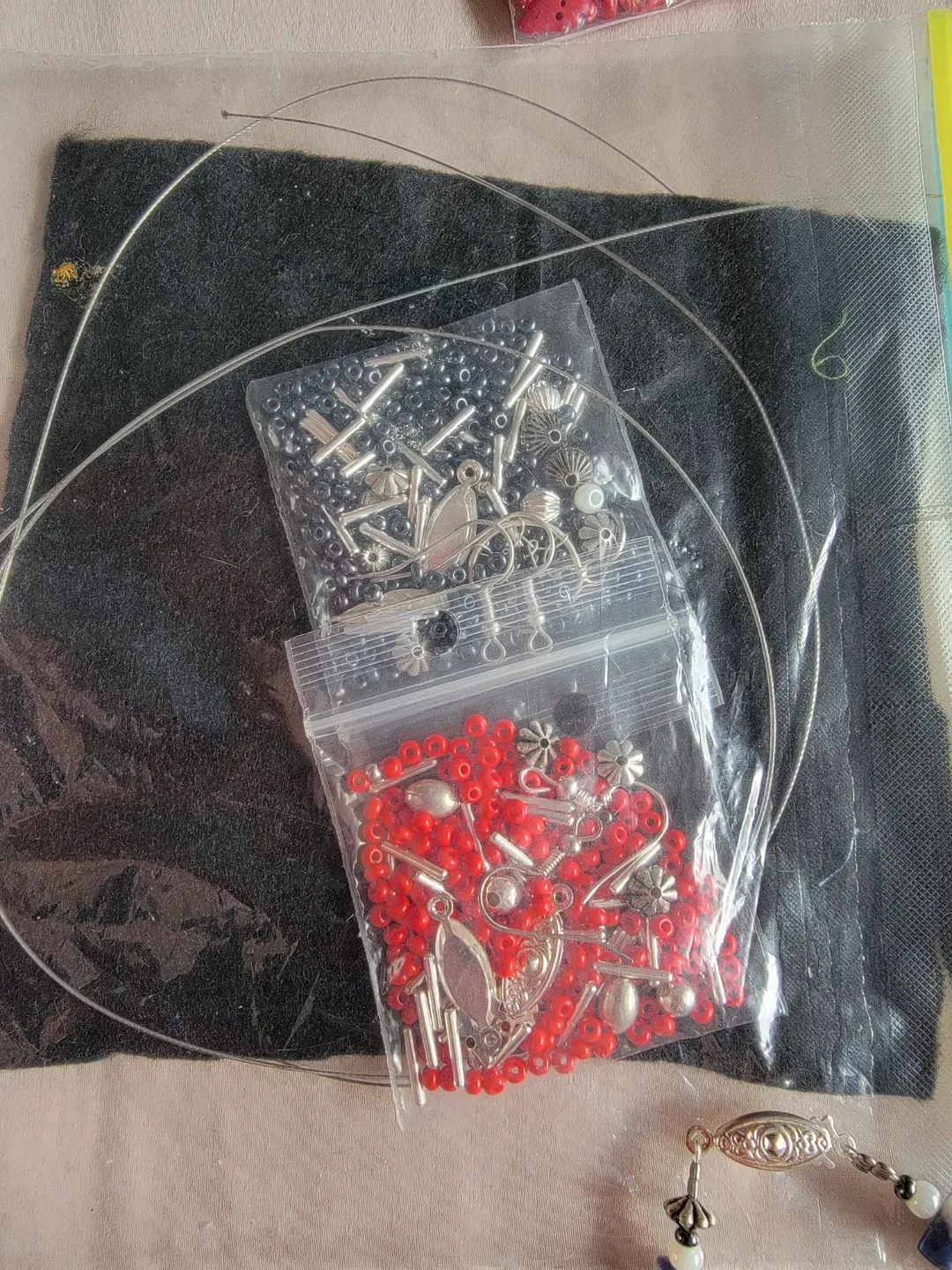 $3 for all - Beading Supplies Lot - Beads, Wire, Felt image indicator(6)