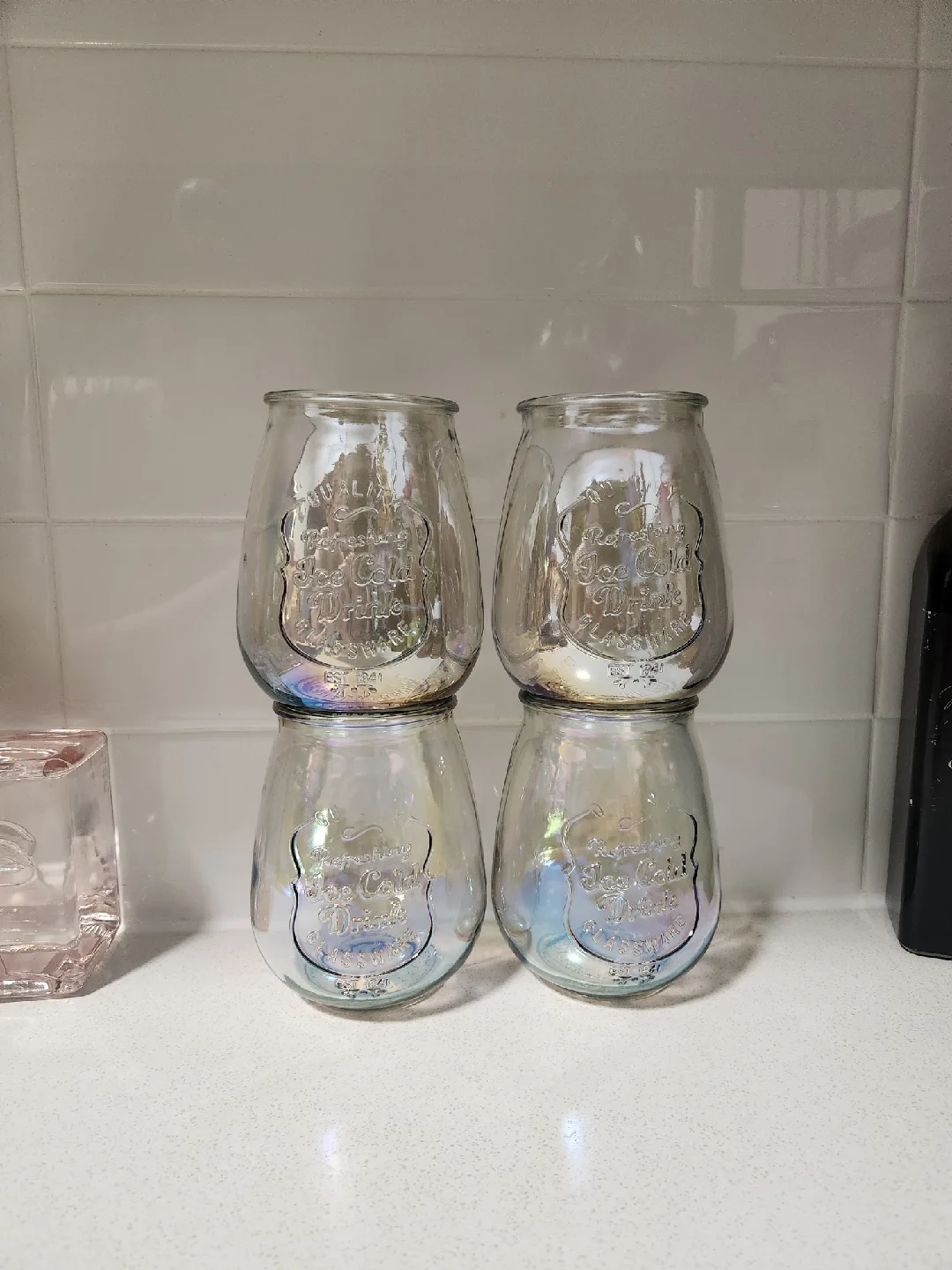 Set of 4 Iridescent Stemless Wine Glasses