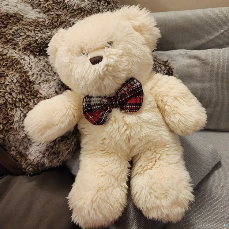 Cream Teddy Bear with Bow Tie