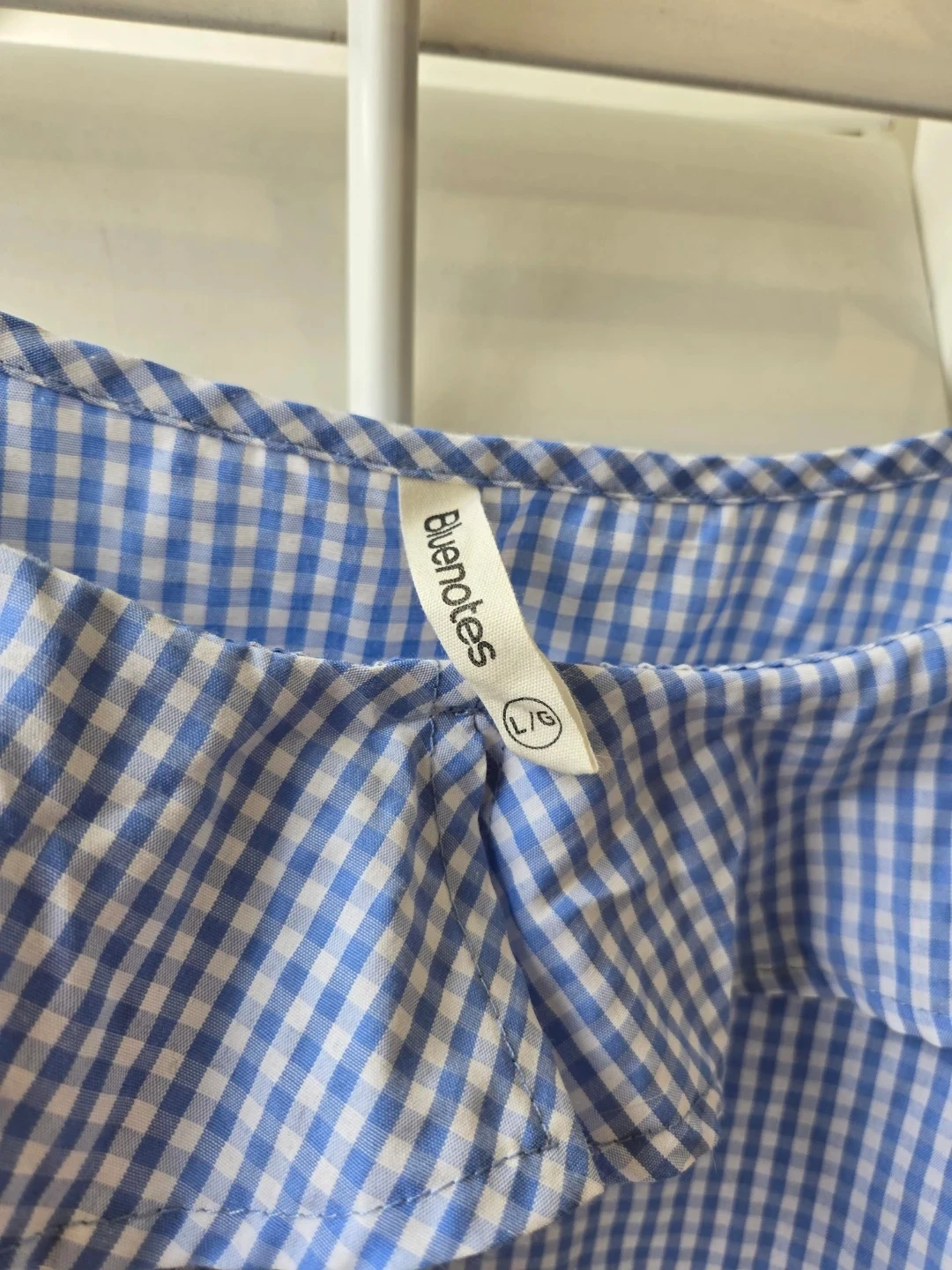Bluenotes Blue Gingham Ruffle Top - Size L - photo 2