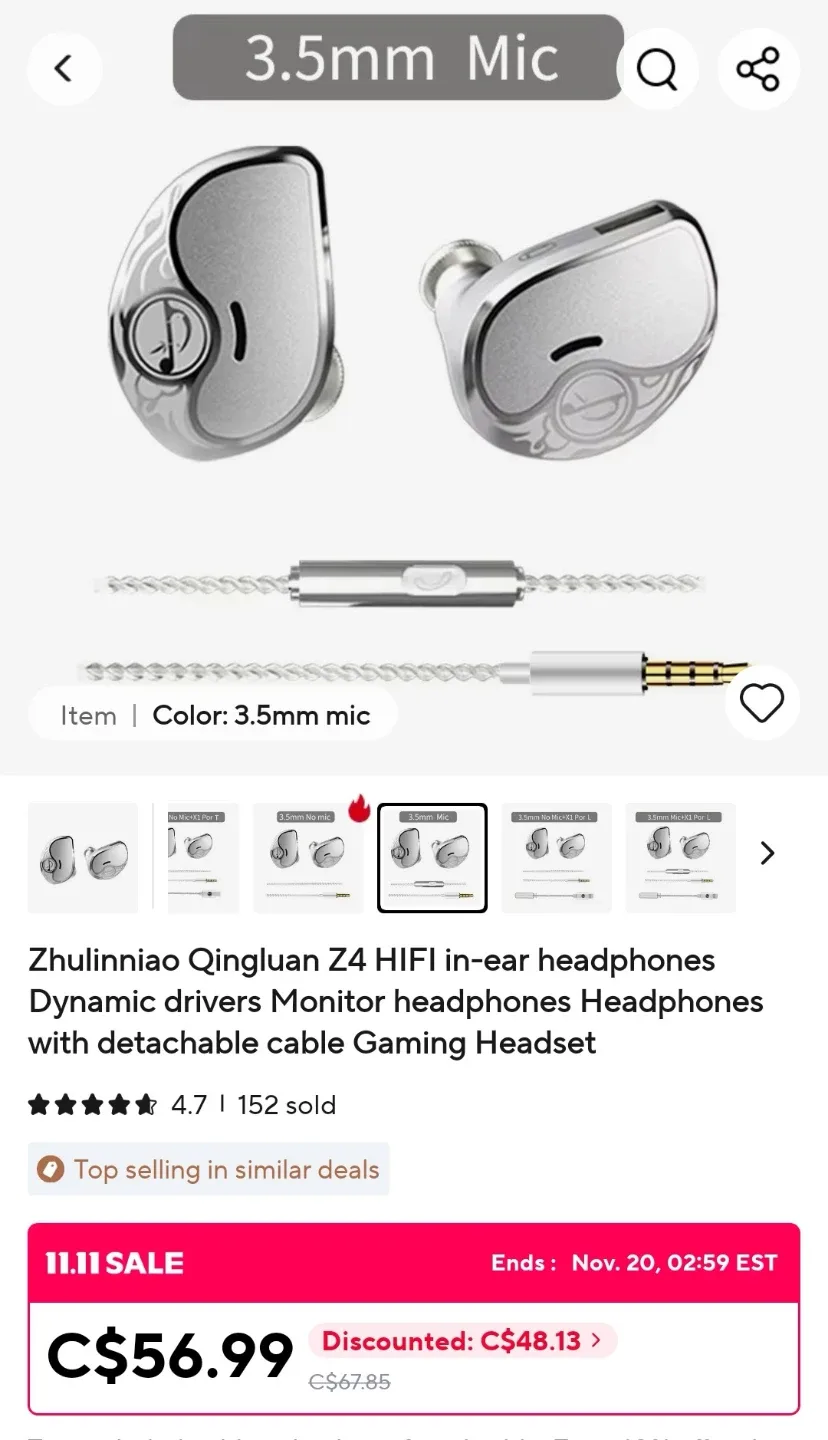 Zhuliniao Qingluan Z4 HIFI In-Ear Headphones - New! image indicator(5)