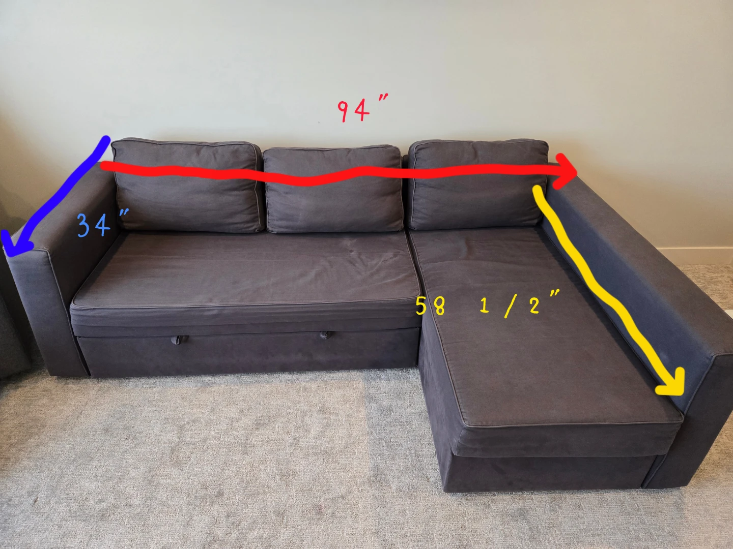 Ikea Grey Sectional Sofa bed with Storage - photo 3