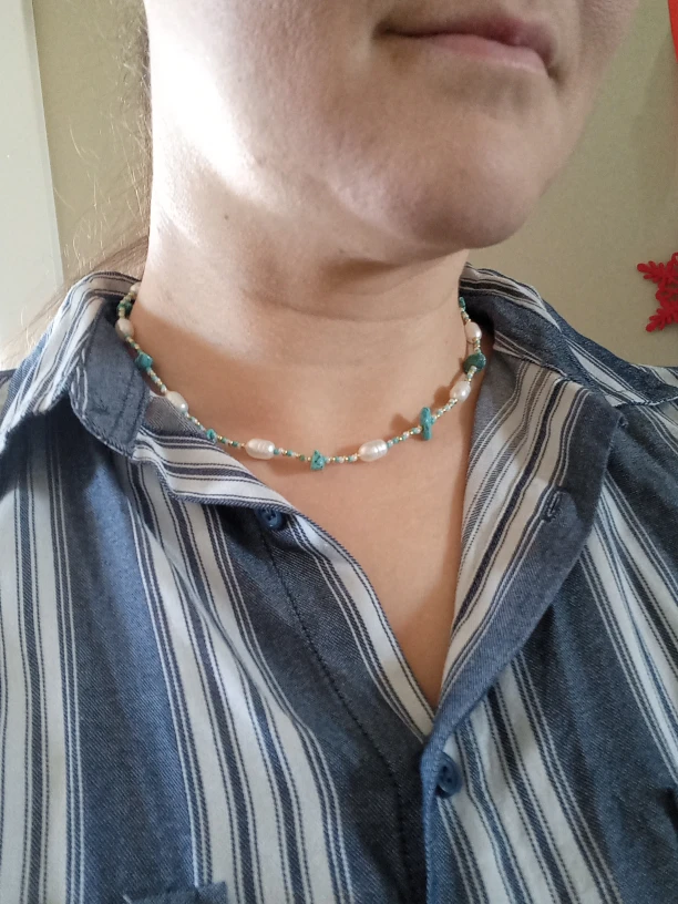 Pearl & Turquoise Beaded Necklace - photo 5