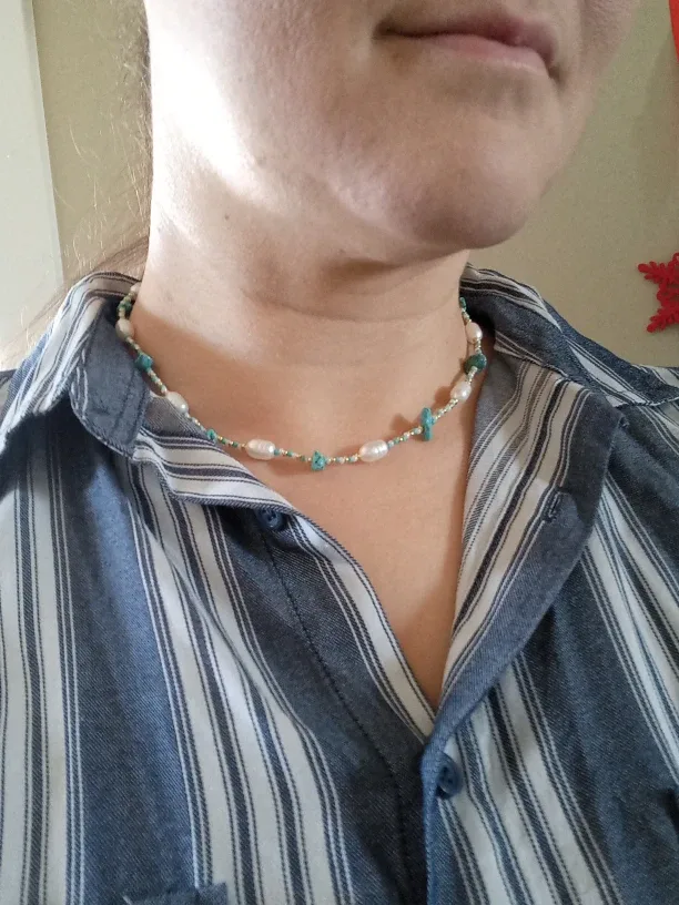 Pearl & Turquoise Beaded Necklace image indicator(5)
