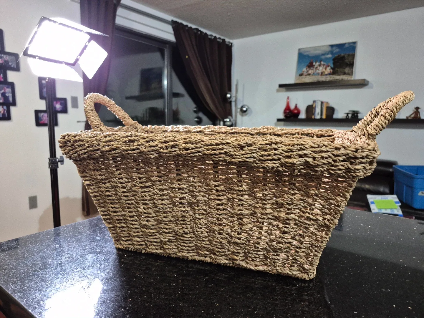 Woven Seagrass Storage Basket with Handles thumbnail