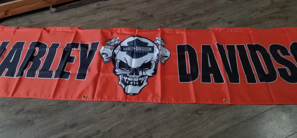 Harley-Davidson Orange Skull Banner