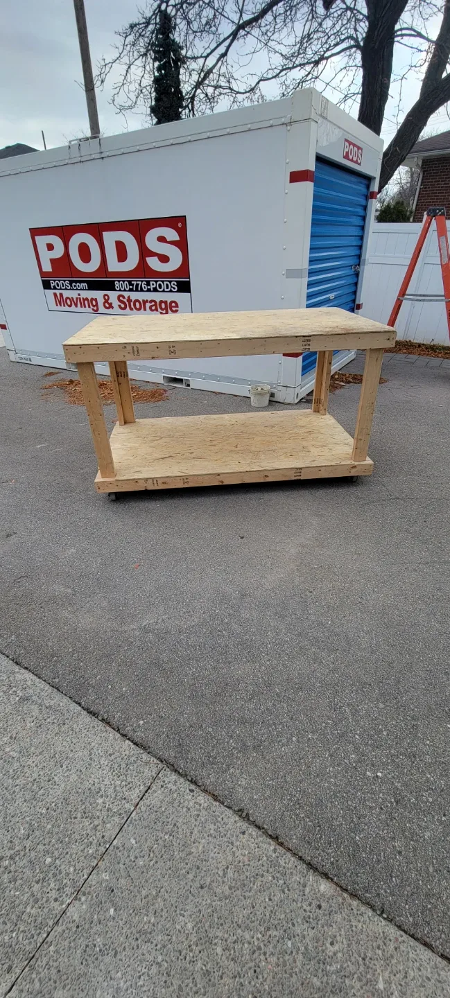 Wooden Workbench with Storage Shelf