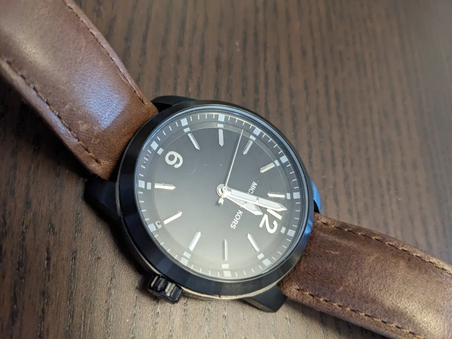 Brand New Michael Kors Watch - Black Dial, Brown Leather Strap image indicator(5)