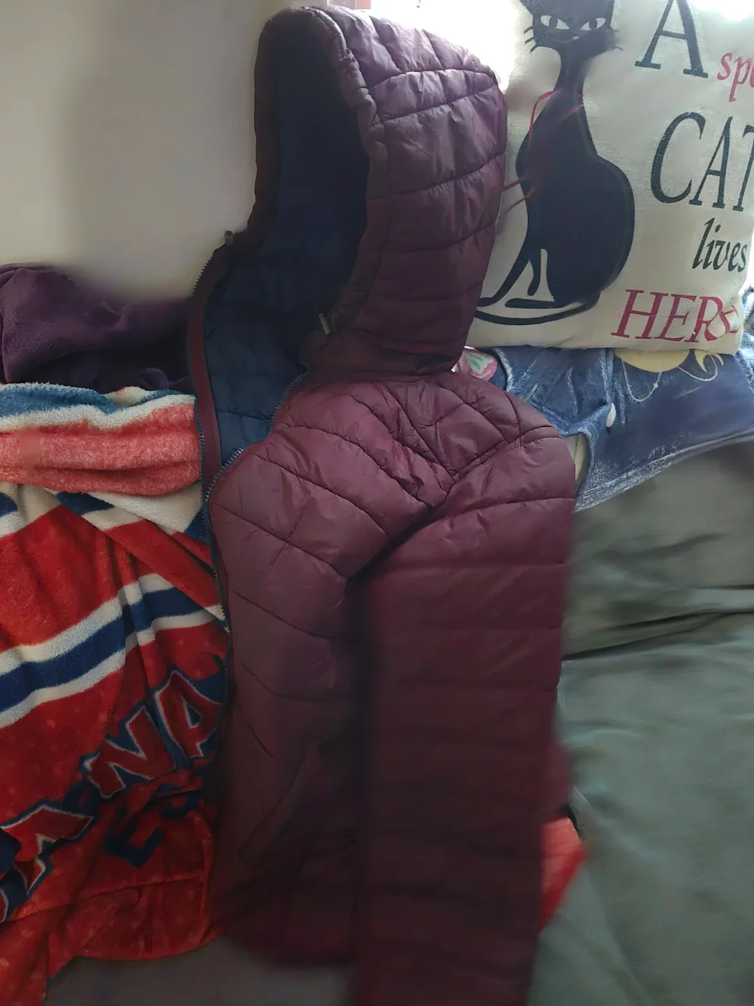 Burgundy Puffer Jacket - Size M image indicator(2)