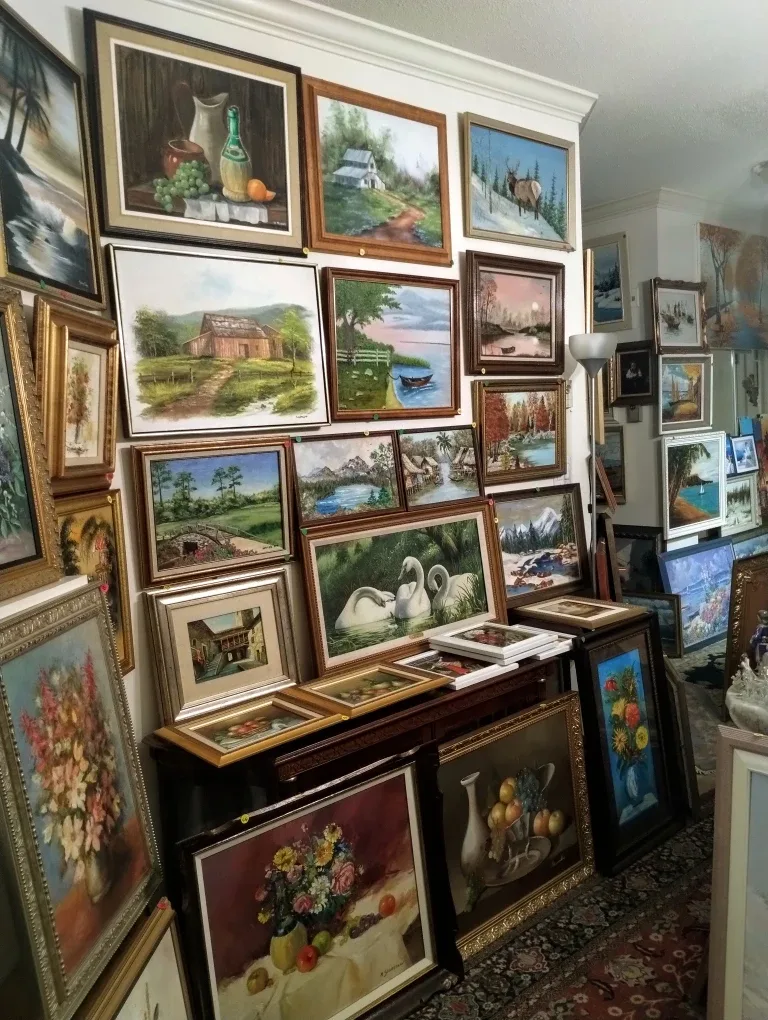 90  pieces of antique original oil paintings prices $20 and up. image indicator(3)