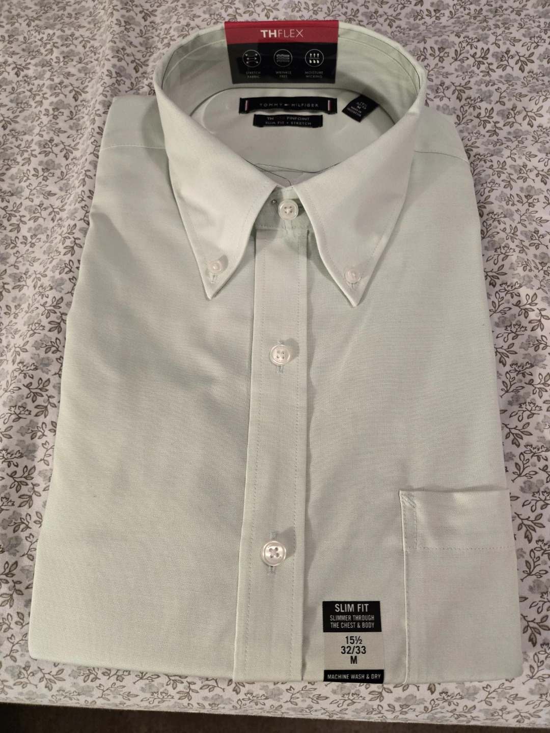 New Tommy Hilfiger TH Flex Mint Dress Shirt 15½ 32/33