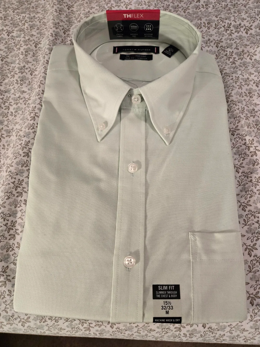 New Tommy Hilfiger TH Flex Mint Dress Shirt 15½ 32/33 thumbnail