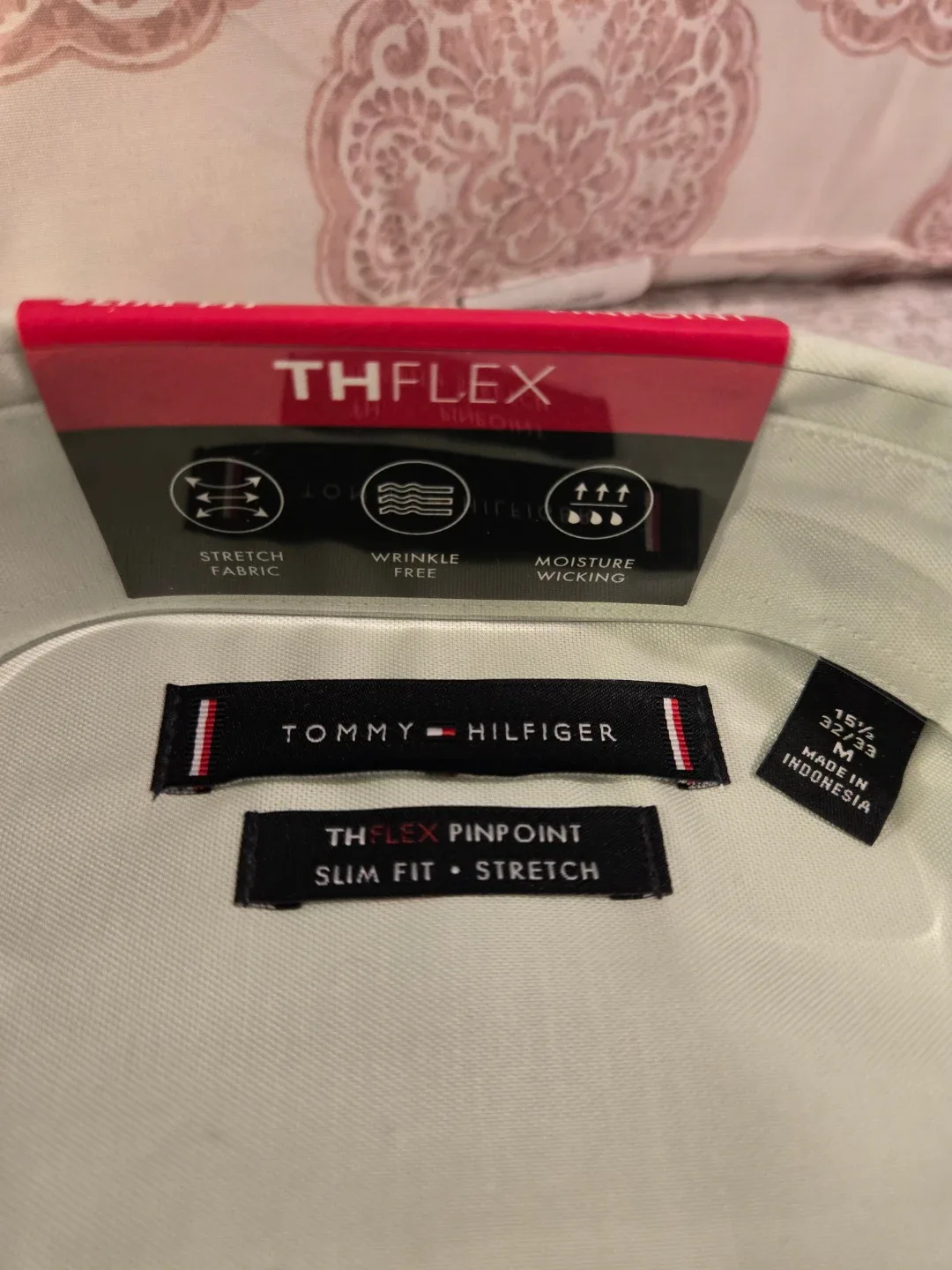 New Tommy Hilfiger TH Flex Mint Dress Shirt 15½ 32/33 image indicator(4)