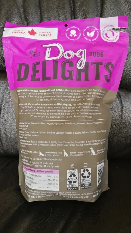 Dog Delights Chewy Chicken Sticks (open bag) image indicator(2)
