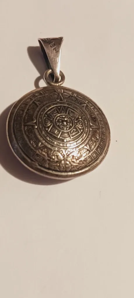 Vintage Aztec Calendar Sterling Silver Pendant image indicator(2)