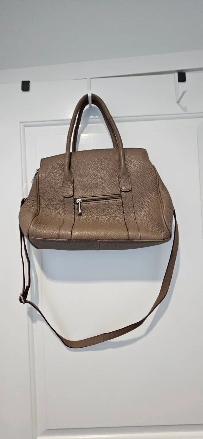 Brown Taupe handbag with shoulder strap image indicator(9)