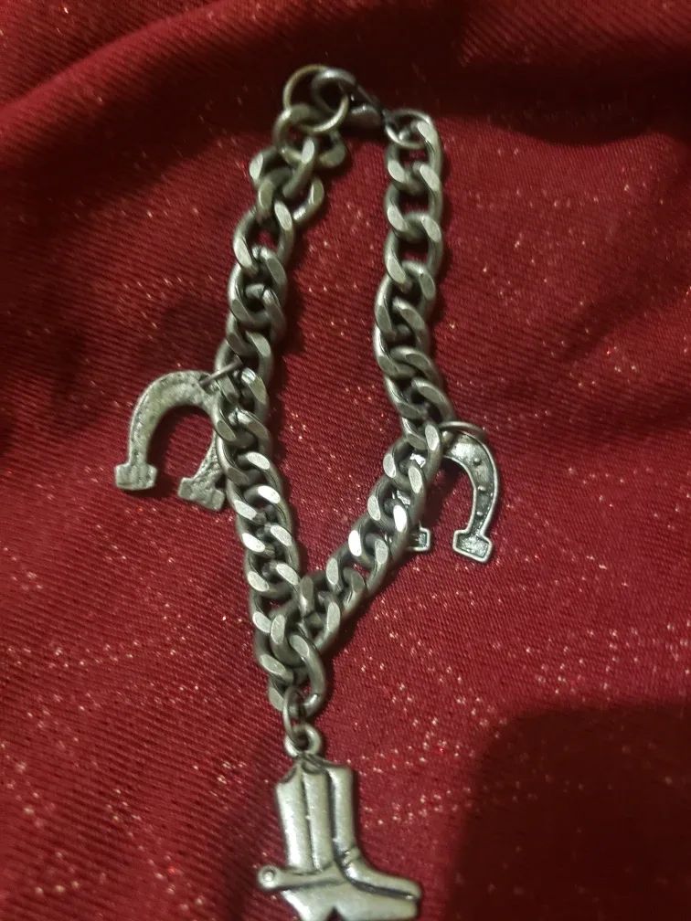 Chain Bracelet w/ Horseshoe & Boot Charms image indicator(2)