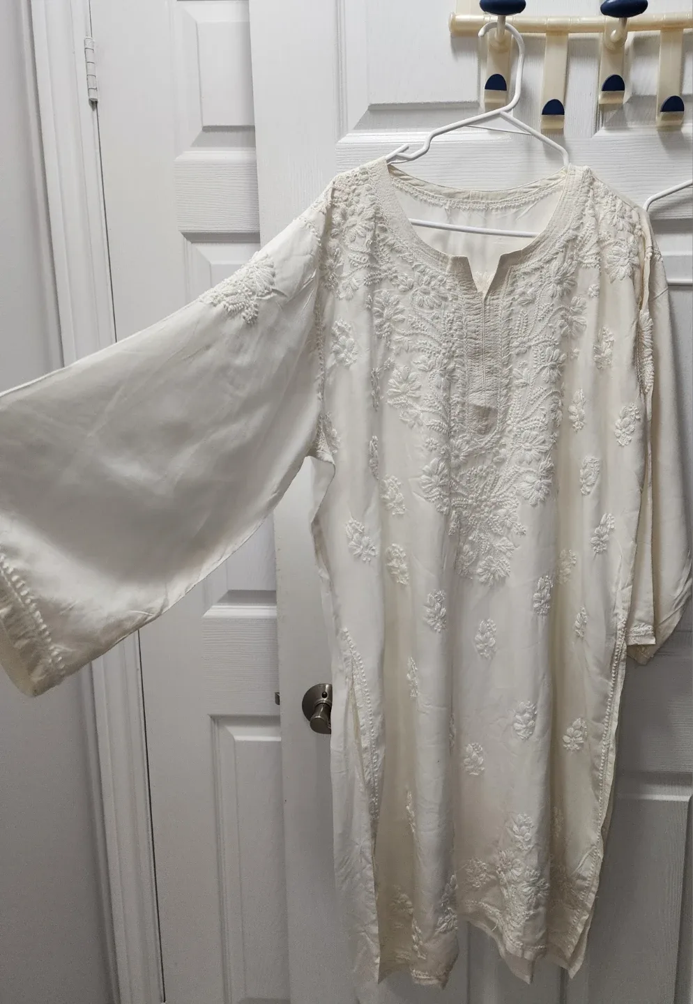 New White Embroidered Kurti - Chest 26", Length 43" 1