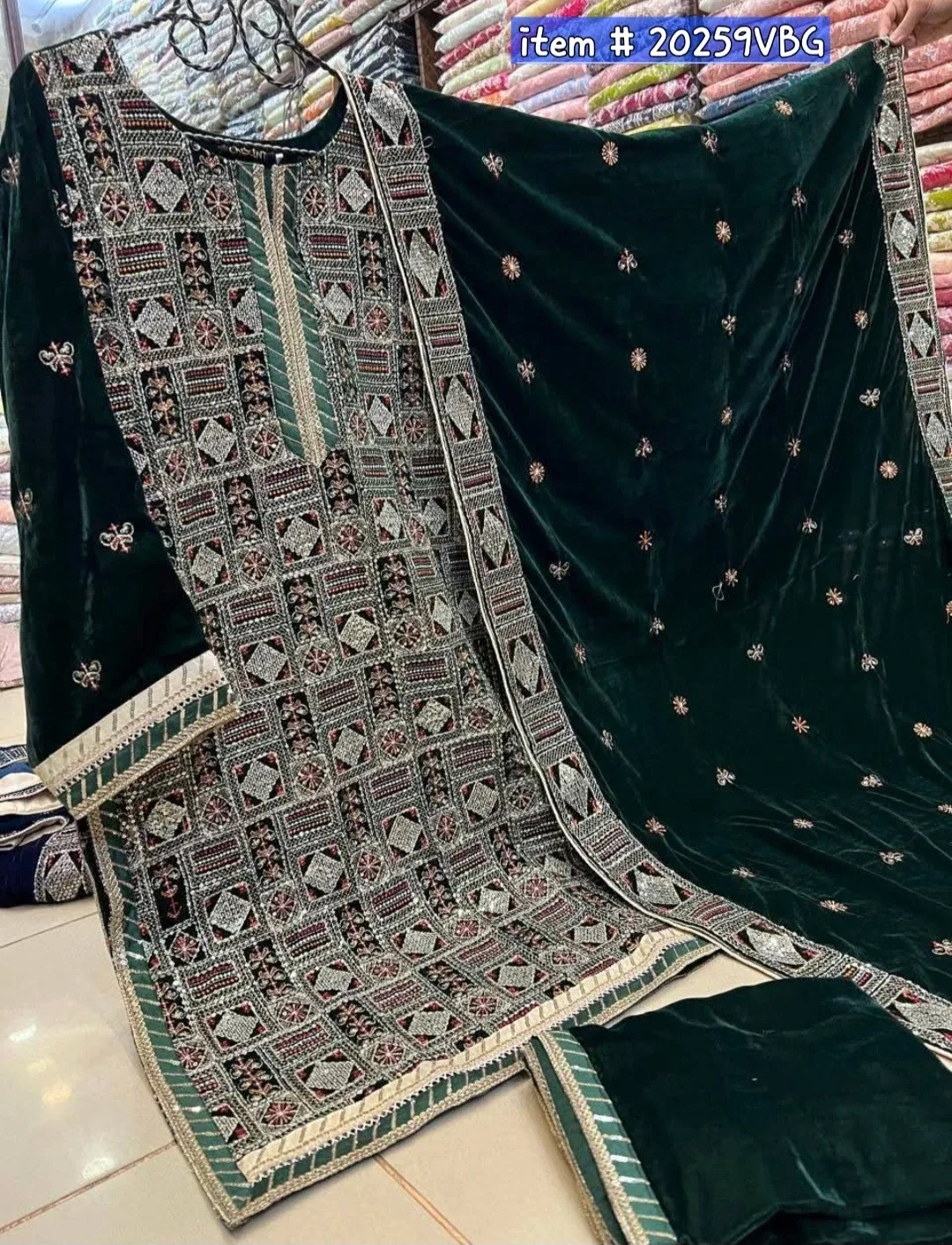 Velvet Embroidered Salwar Kameez image indicator(3)