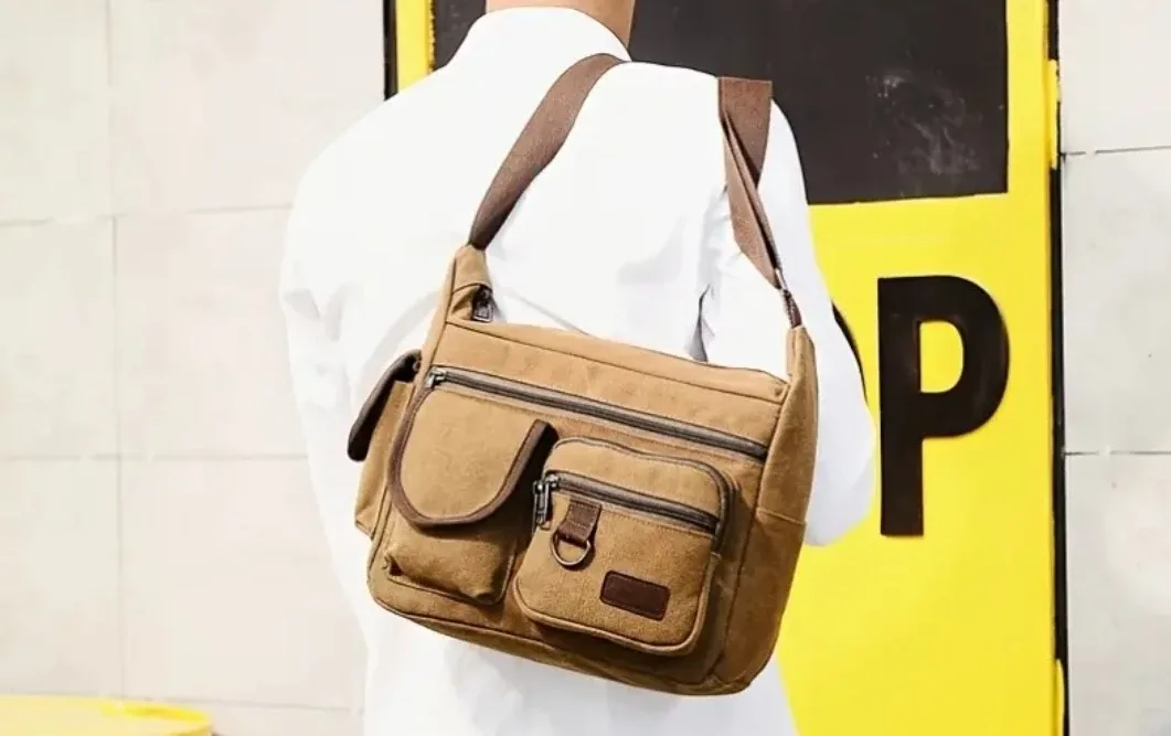 NWOT Retro Canvas Crossbody Unisex Bag image indicator(6)
