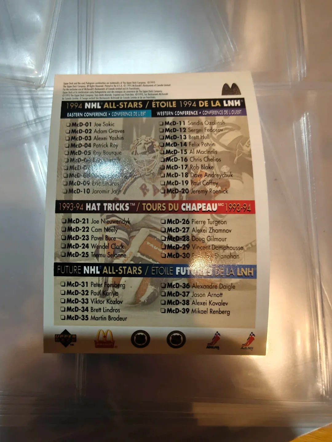 1994 Upper Deck NHL Hockey Cards