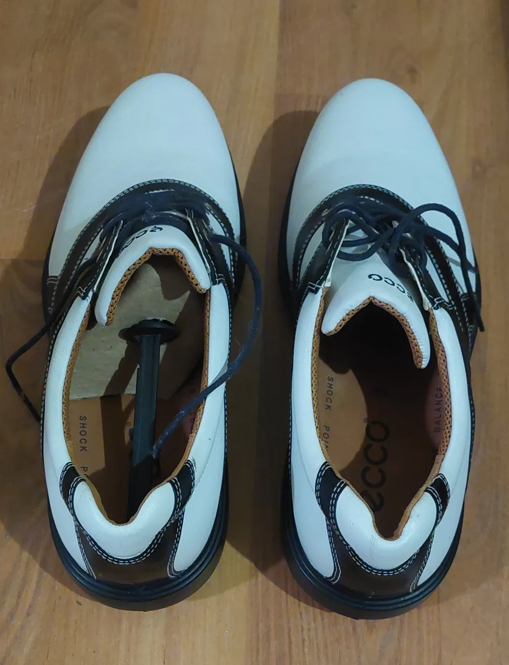 Ecco White & Black Golf Shoes