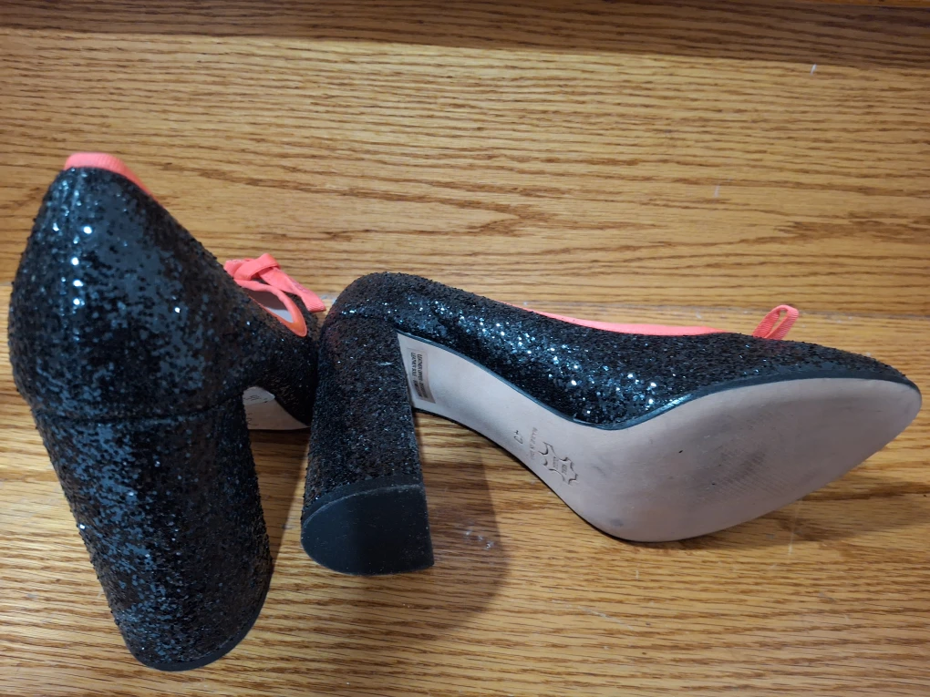 Fiocca 81 Black Glitter Heels - Size 10 - photo 2