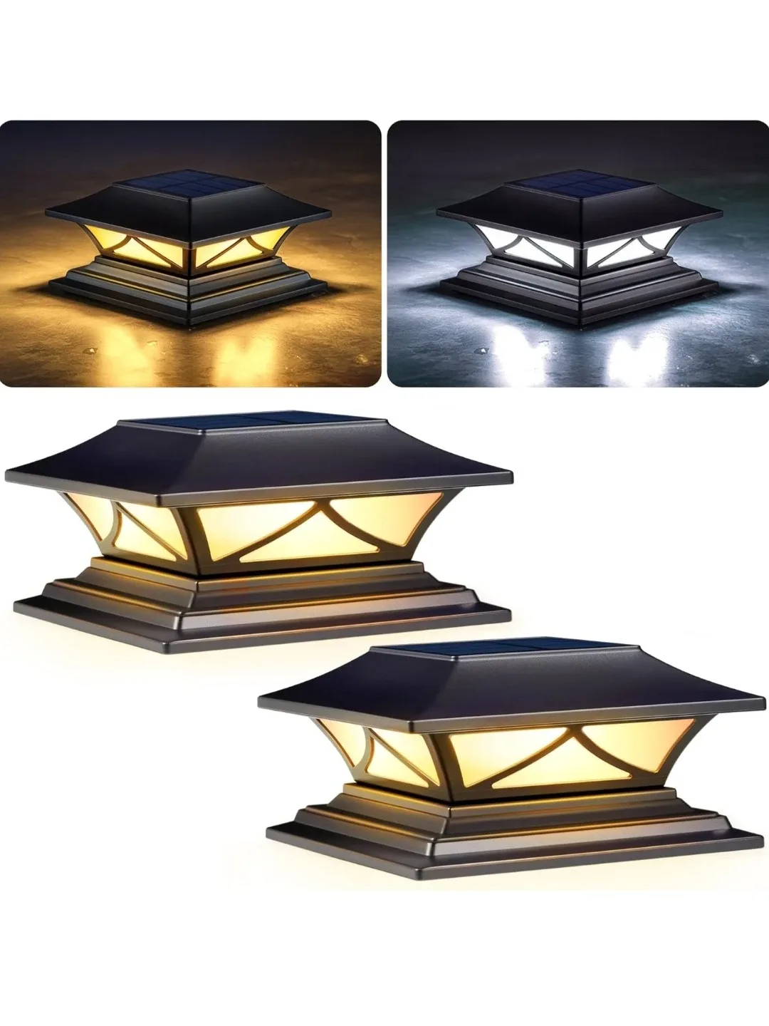 2 Pack Solar Post Cap Lights, Outdoor Deck Fence Lights.