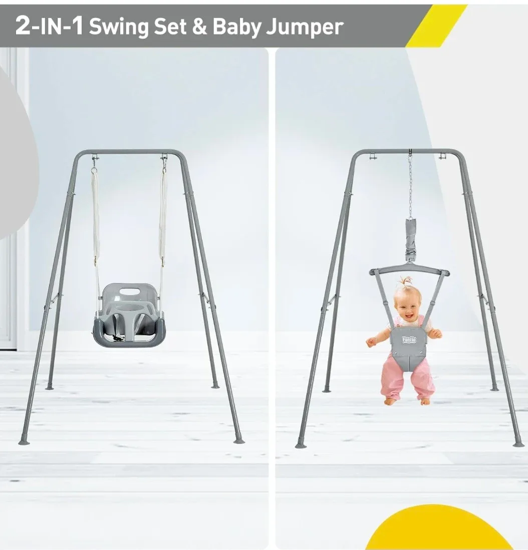 Funlio 2-in-1 Swing Set & Baby Jumper image indicator(2)