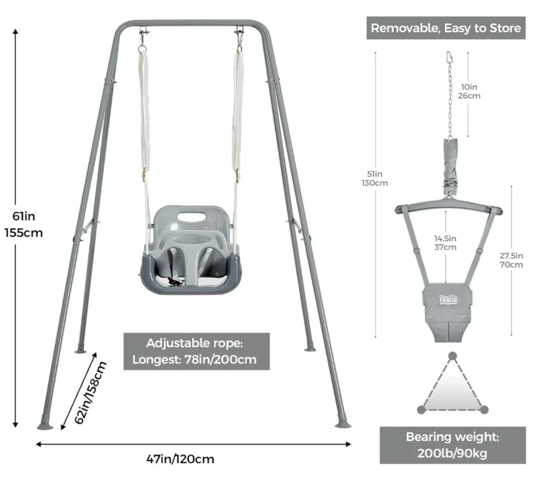 Funlio 2-in-1 Swing Set & Baby Jumper image indicator(3)