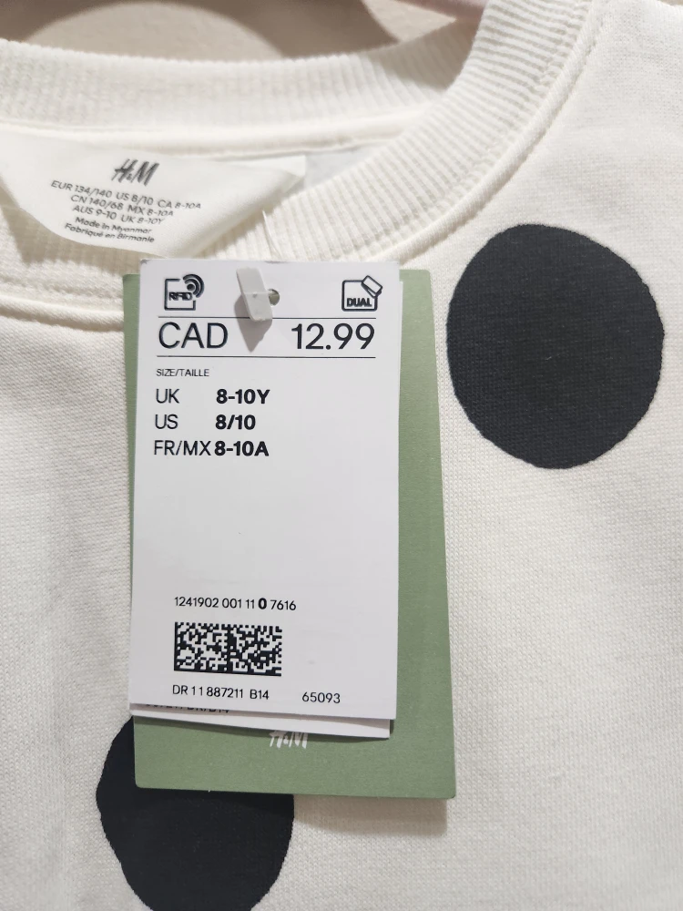 H&M Kids' Polka Dot Sweatshirt - Size 8/10 - New - photo 2