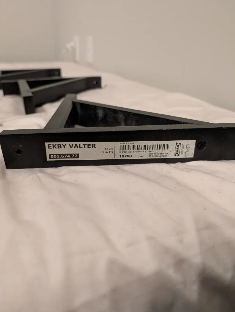 3 Black Ikea Floating Shelves with 2 matching brackets each image indicator(3)