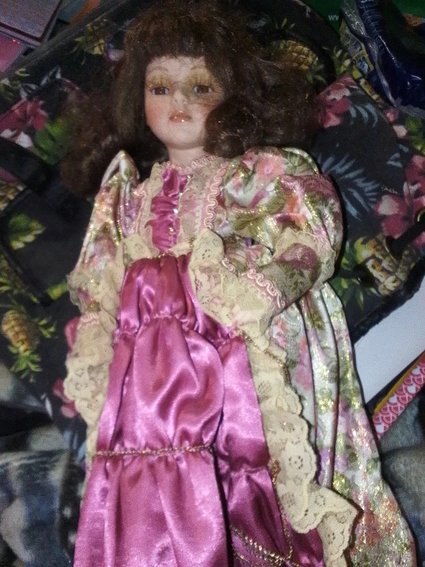 Porcelain Doll with Pink Dress