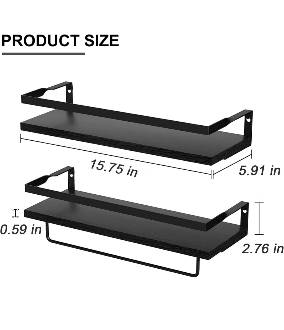 DifferTemp Black Floating Shelves (Set of 2) - photo 3