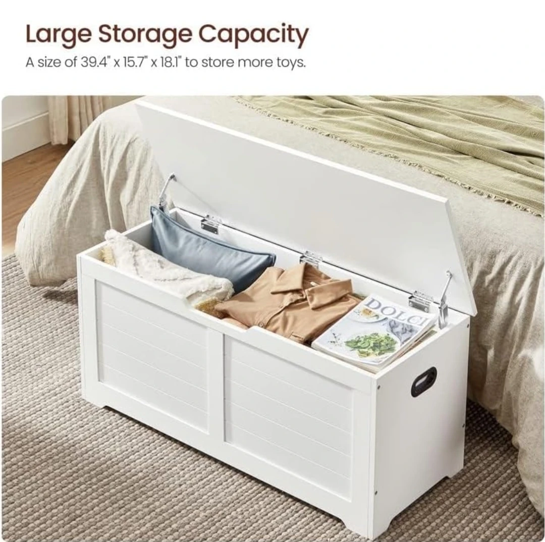 White Wood Storage Chest Bench 39.4"x15.7"x18.1" - photo 2