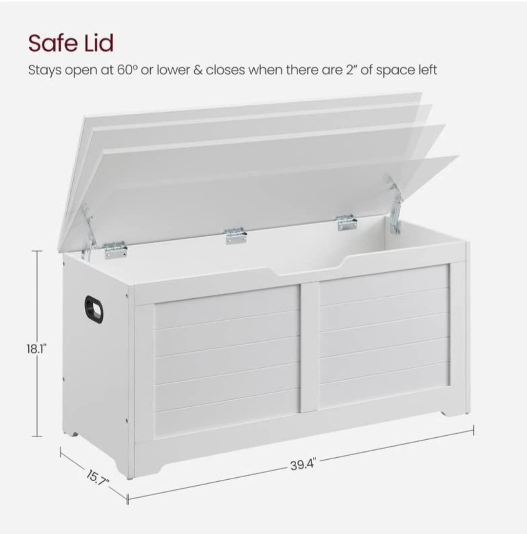 White Wood Storage Chest Bench 39.4"x15.7"x18.1" - photo 3