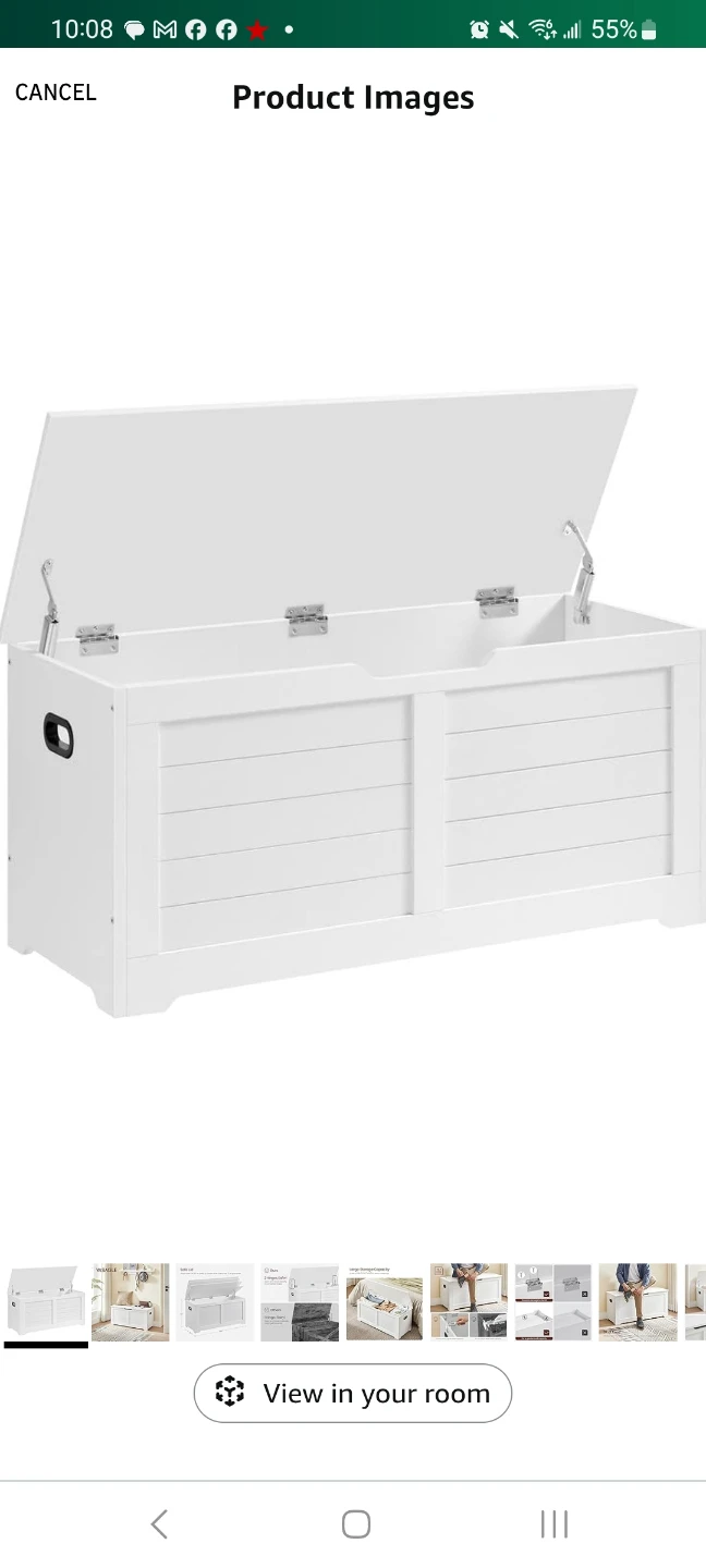 White Wood Storage Chest Bench 39.4"x15.7"x18.1" - photo 4
