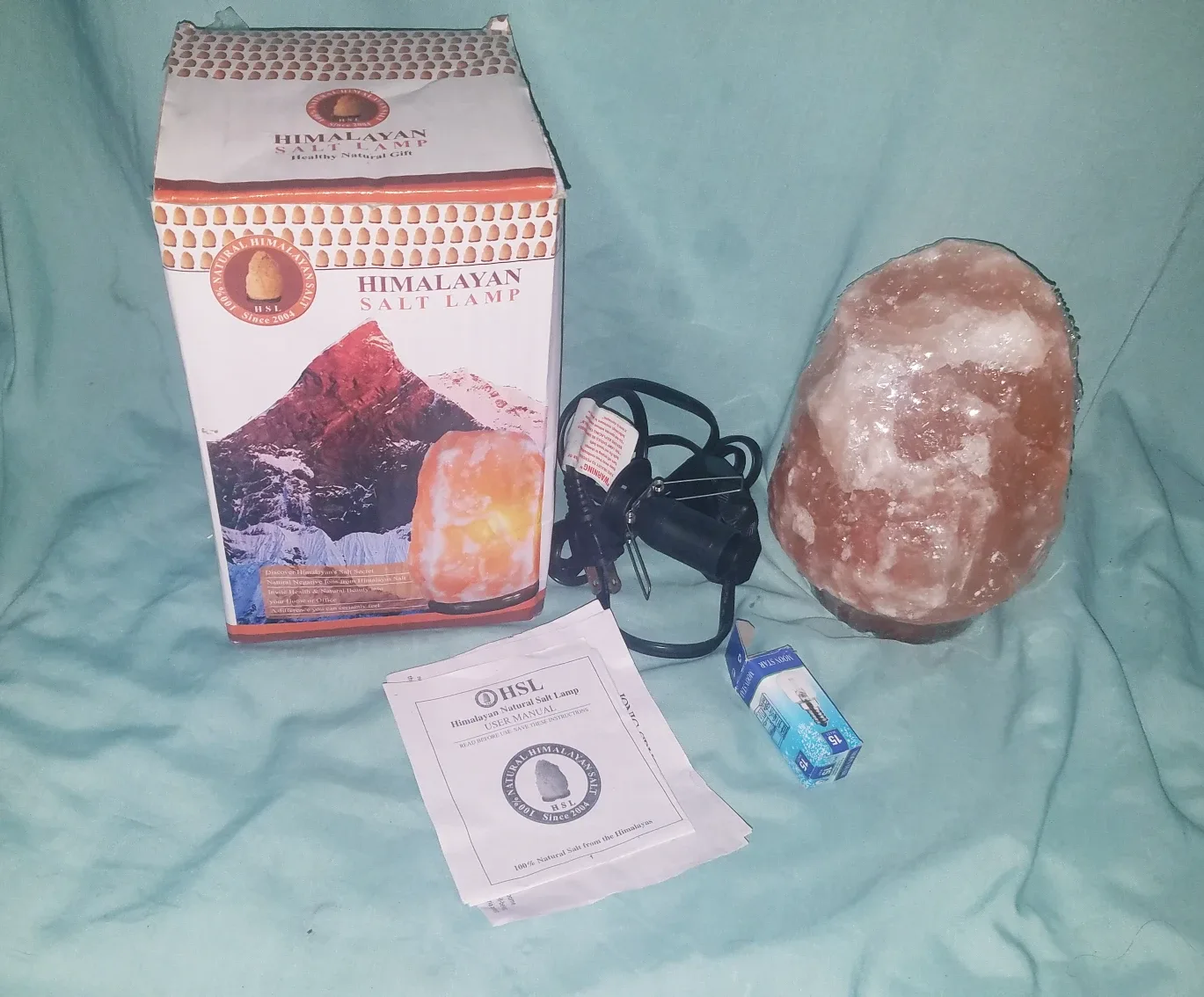 Genuine Himalayan Salt Lamp w Dimmer  Bulb Read Description