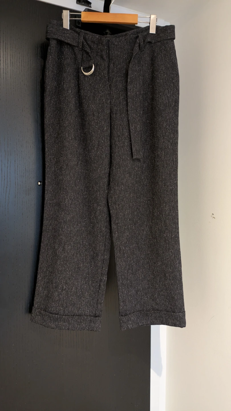 Next Grey Herringbone Trousers - Size UK 12R / CAD 8R
