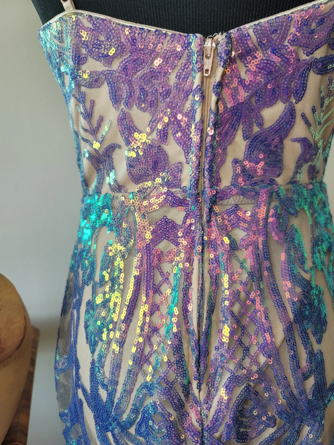 City Studio Strapless Iridescent Sequin Dress Sz 5 - photo 5
