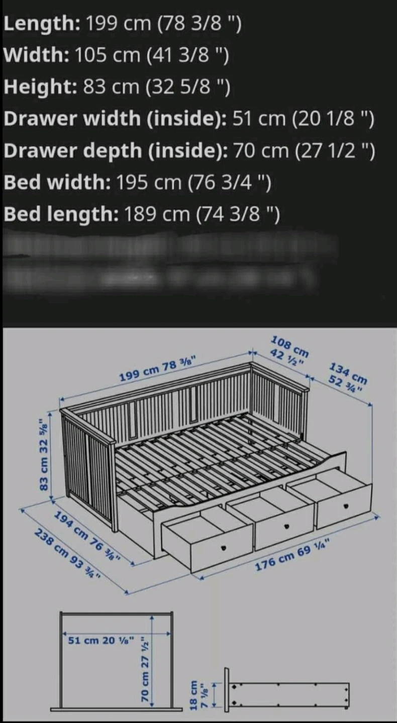 IKEA Hemnes Daybed Frame with 3 Drawers - White - photo 2