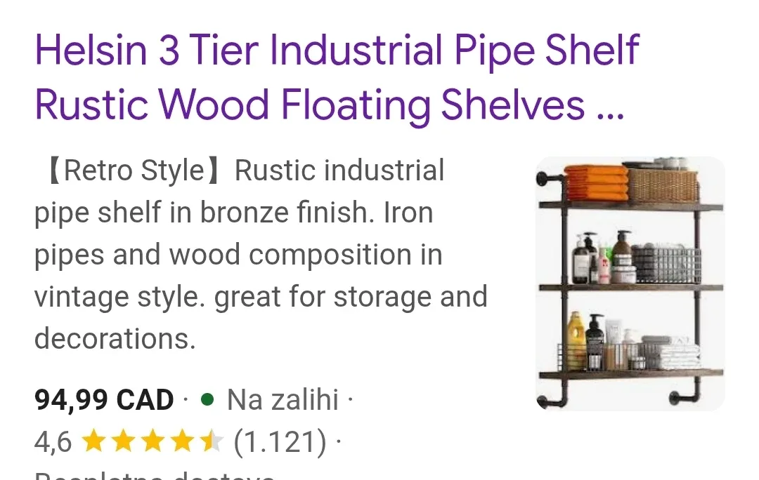Helsin 3 Tier Industrial Pipe Shelf - Rustic Wood image indicator(2)