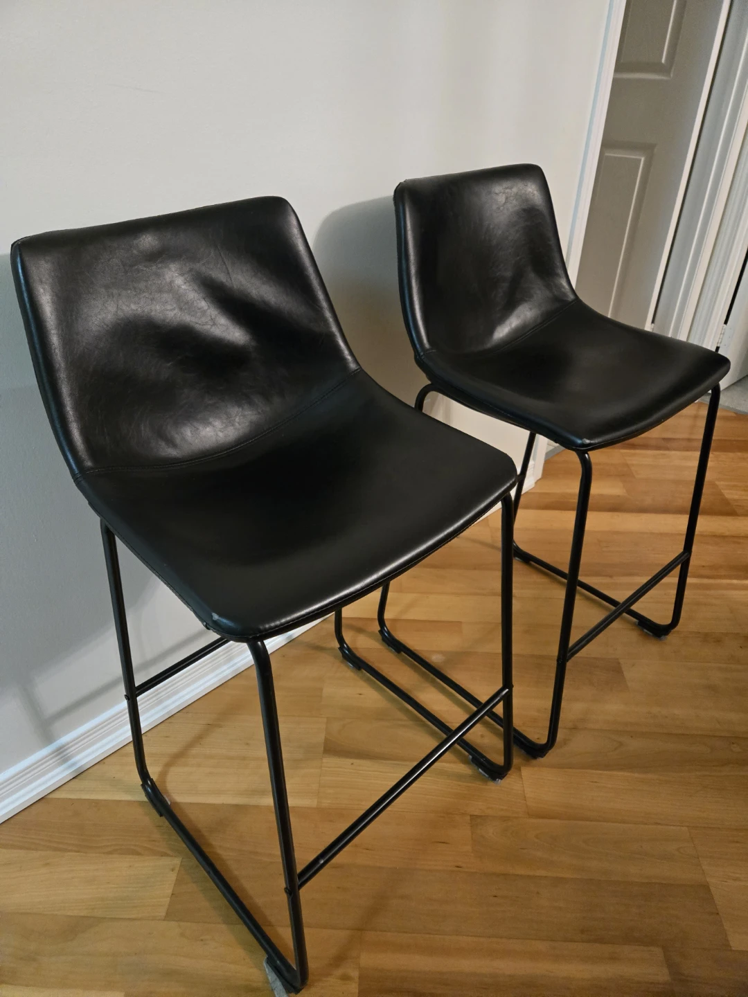 2 x Black leather stools for sale - photo 3
