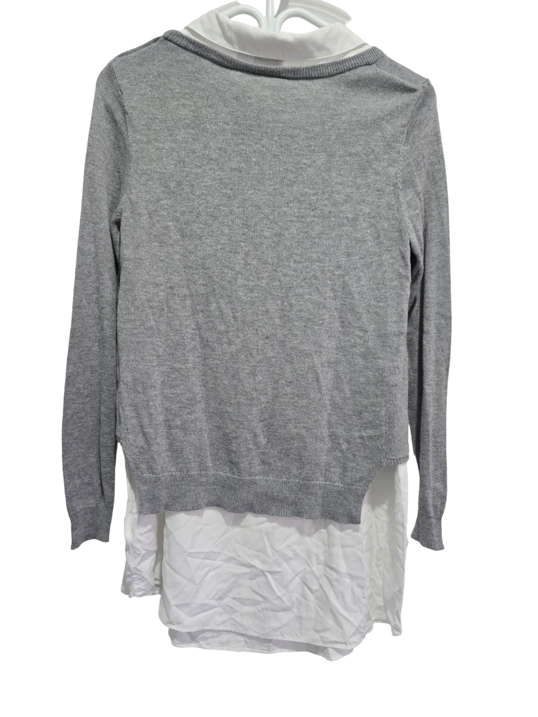 Grey Sweater with White Shirt Detail - photo 3