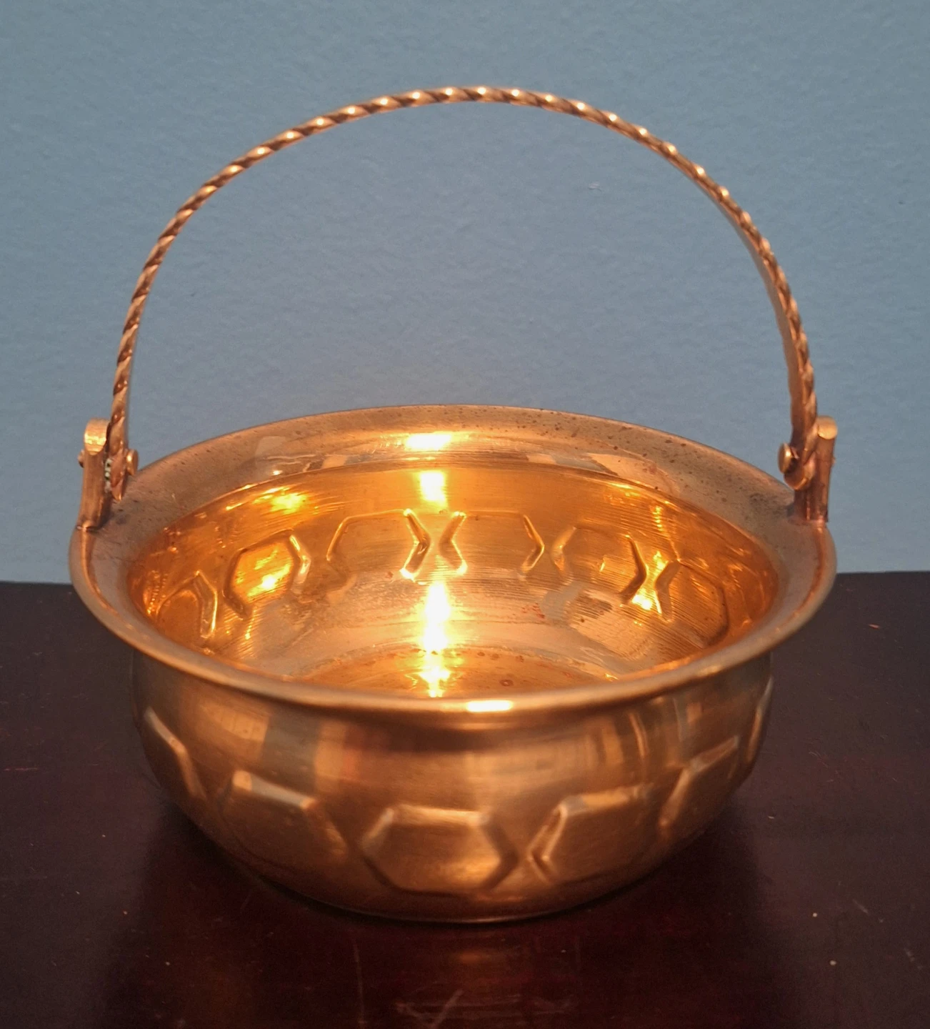 Vintagw Brass Decorative Bowl Basket  with Handle