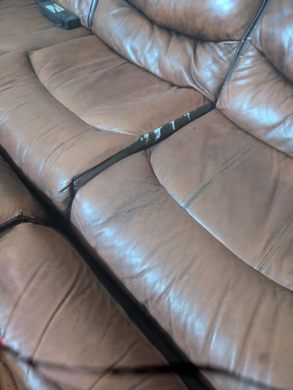 Brown Leather Reclining Sofa Set - photo 2