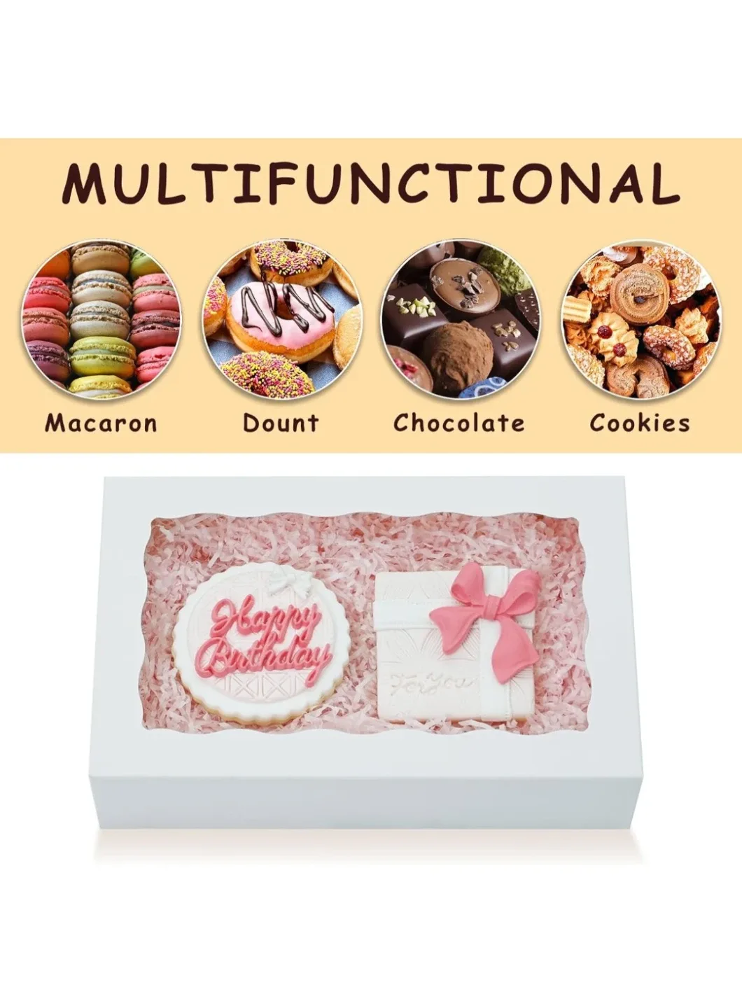 White Cookie/Pastry Gift Box - 8x5x2 inches 24 pcs image indicator(4)
