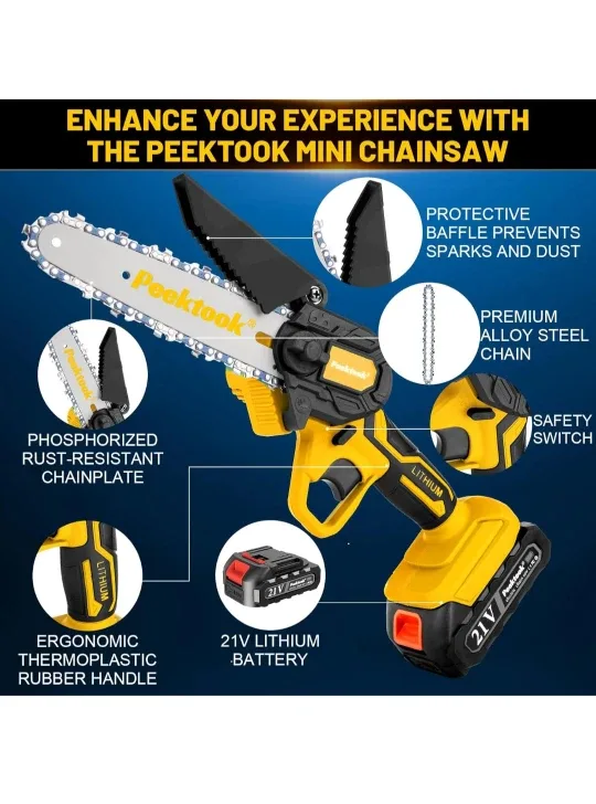 PeekTook Cordless Mini Chainsaw - NEW in box image indicator(8)