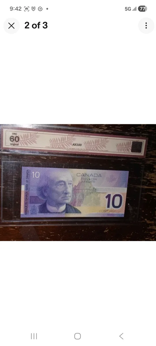 Bank of Canada 2001 $10 Bill/FDY/Knight-Thiessen/BCS image indicator(2)