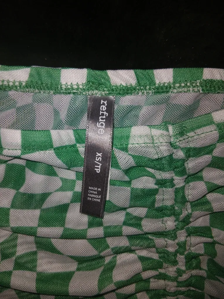 Green & White Checkerboard Swimsuit Cover Up Skirt - XS image indicator(2)